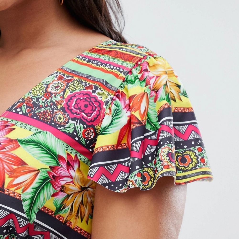 Asos Design Curve Flutter Sleeve Supportive Swims… - image 8